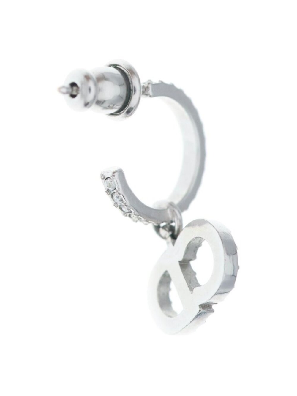 ★SOLD★ Dior Clair de Lune CD Logo Line Stone Earrings Silver Metal Crystal - Picture 2 of 6